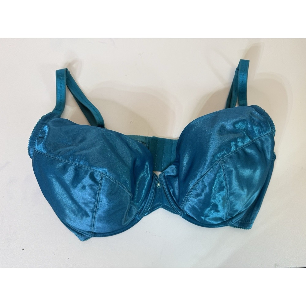 Frederick's Of Hollywood Teal Satin Bra Lightly Padded Adjustable Under Wire 40D